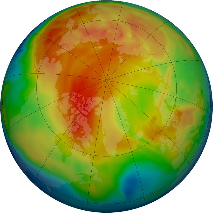 Arctic ozone map for 11 February 2013